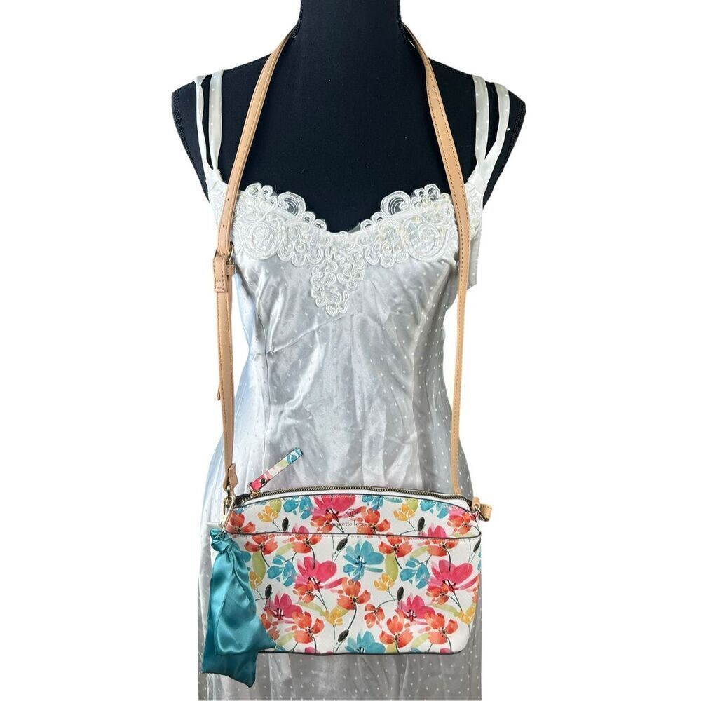 Nanette Lepore floral watercolors crossbody whimsy flowers cottagecore purse
